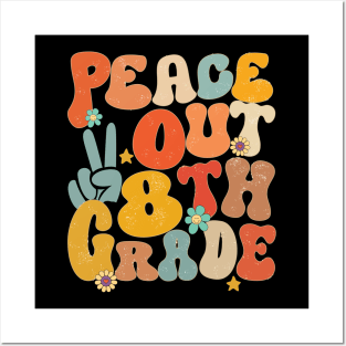 Peace Out 8th Grade Groovy Graduation Last Day of School Posters and Art